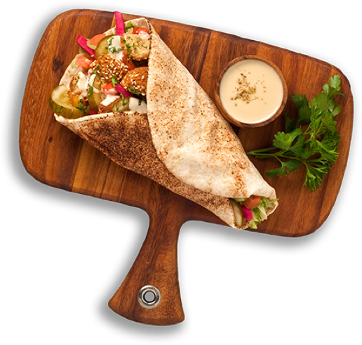 Shawarma on wooden Tray